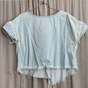Distressed denim top